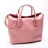 Gucci 428226 Signature Leather Fold Over Tote Pink Bag