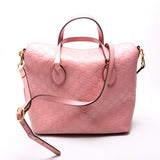 Gucci 428226 Signature Leather Fold Over Tote Pink Bag