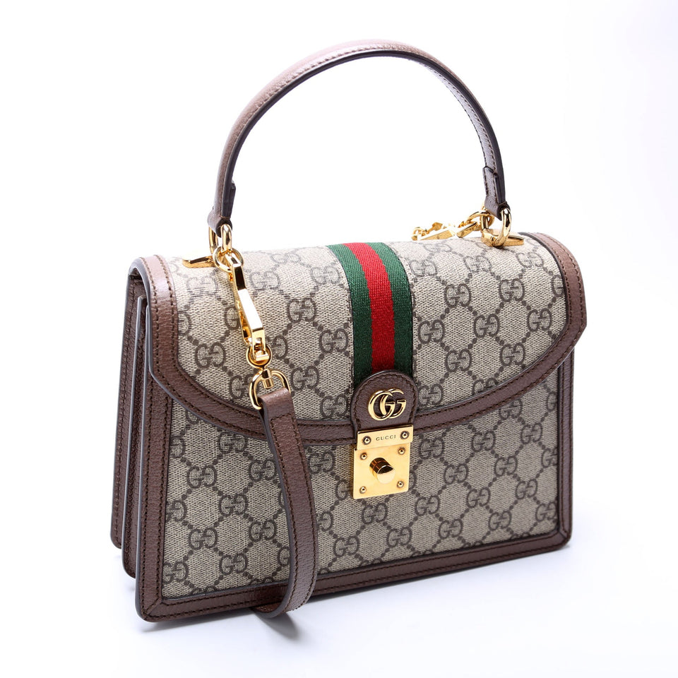 Gucci 651055 GG Supreme Ophidia Small Top Handle Brown Bag