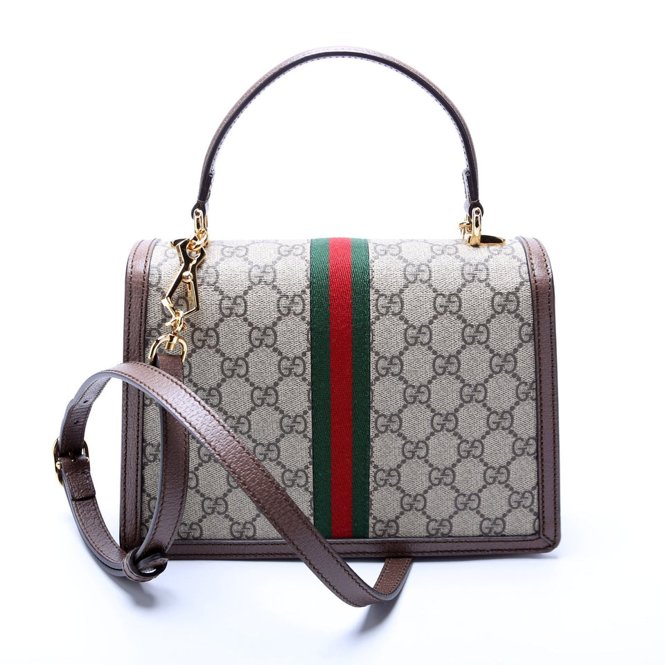 Gucci 651055 GG Supreme Ophidia Small Top Handle Brown Bag
