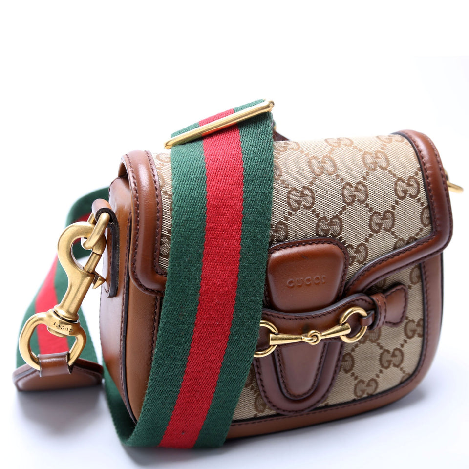 Gucci 384821 GG Canvas Lady Web Small Shoulder Bag