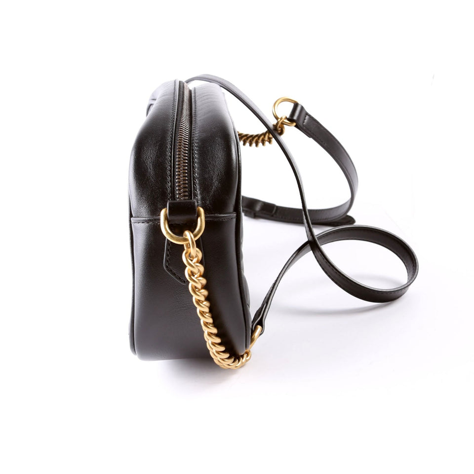 Gucci 447632 Marmont Small Leather Camera Black Bag