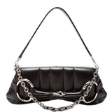 Gucci 764255 Vertical Quilted Maxi Horsebit Chain Medium Shoulder Black Bag