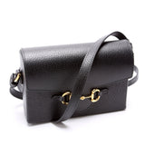 Gucci 723314 Horsebit 1955 Calfskin Shoulder Black Bag