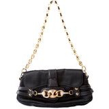 Gucci 159775 Satin Crystal Horsebit Shoulder Bag