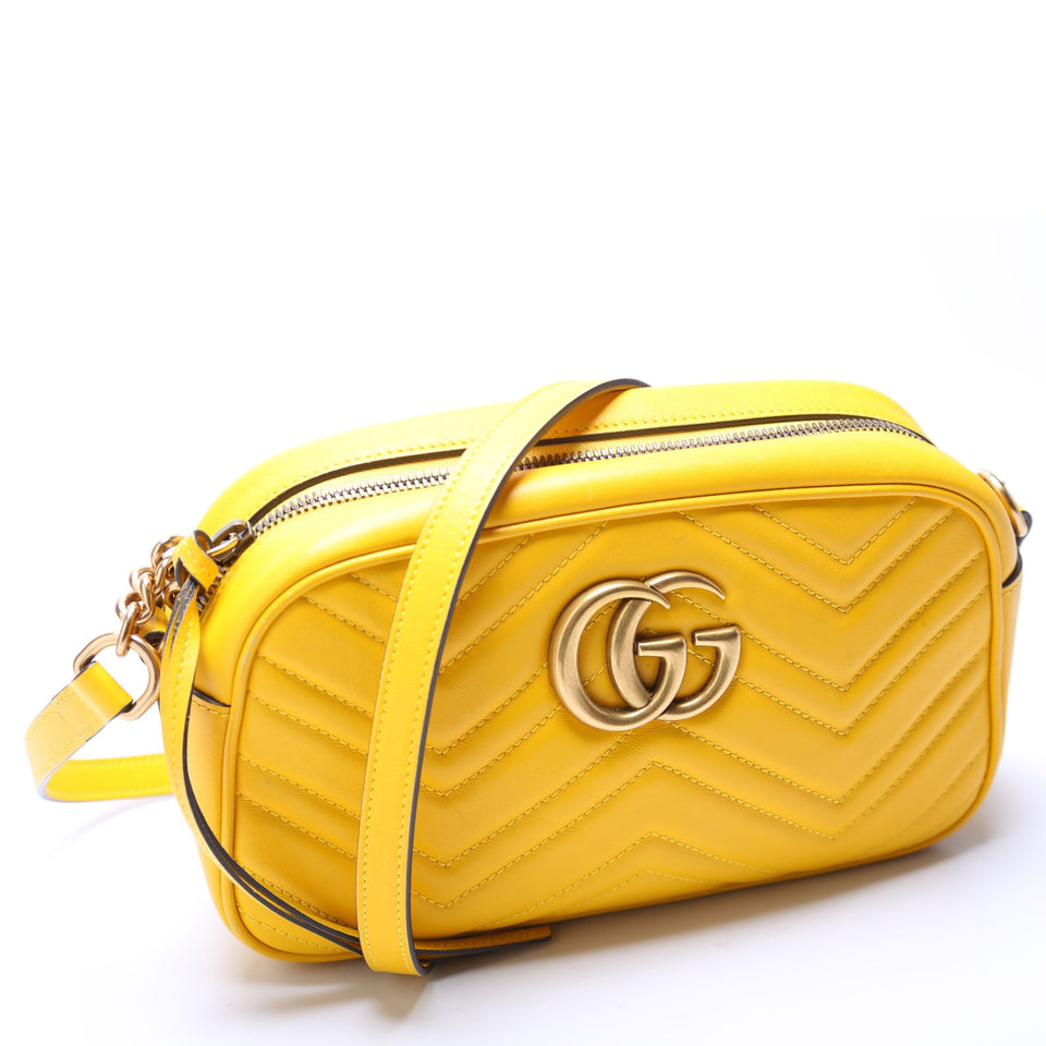 Gucci 447632 Marmont Small Leather Camera Yellow Bag