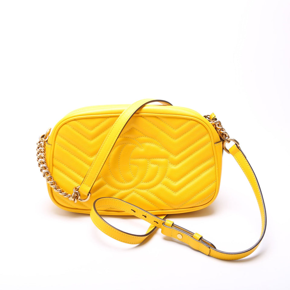 Gucci 447632 Marmont Small Leather Camera Yellow Bag