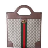 Gucci 547941 GG Supreme Ophidia Top Handle Tote Medium Brown Bag