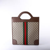 Gucci 547941 GG Supreme Ophidia Top Handle Tote Medium Brown Bag