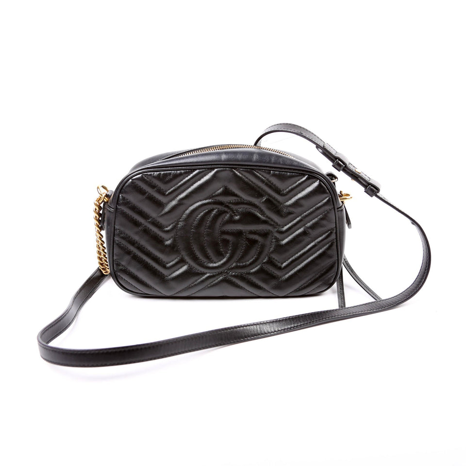 Gucci 447632 Marmont Small Leather Camera Black Bag