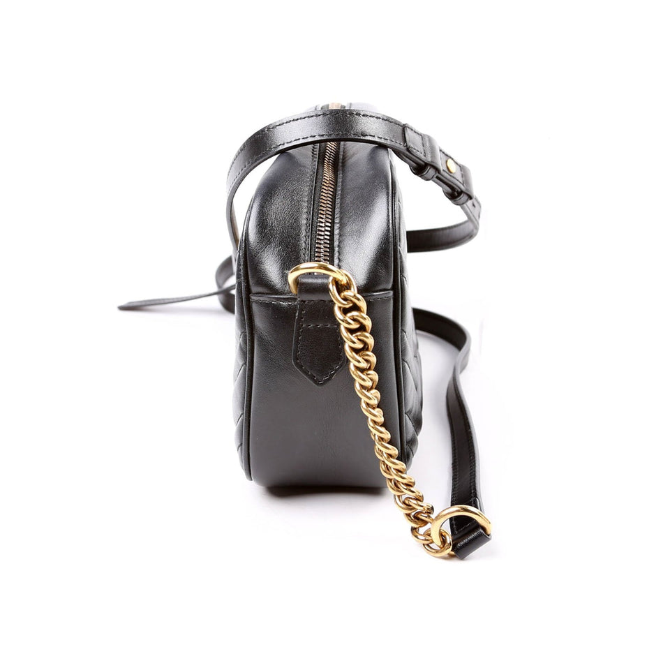 Gucci 447632 Marmont Small Leather Camera Black Bag