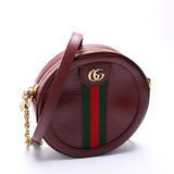Gucci 550618 Ophidia Leather Round Small Crossbody Burgundy Bag