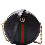 Gucci 550618 Ophidia Leather Round Small Crossbody Black Bag