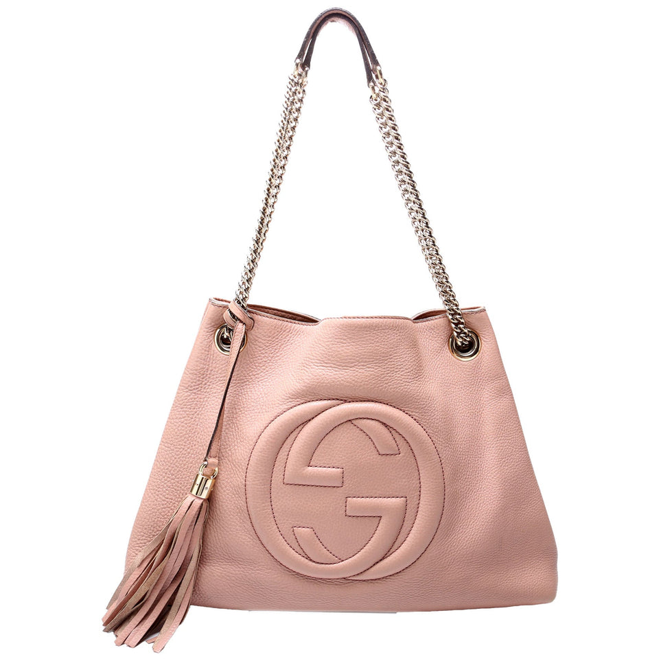 Gucci 308982 Soho Leather Shoulder Medium Tan Bag