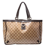 Gucci 293580 GG Crystal Abbey D Ring Large Tote Brown Bag