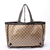 Gucci 293580 GG Crystal Abbey D Ring Large Tote Brown Bag