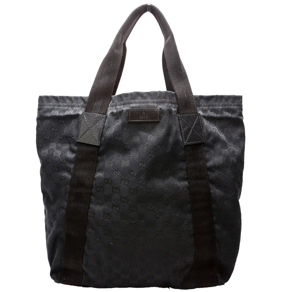 Gucci 189669 GG Canvas Tote Black Bag