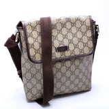 Gucci 223666 GG Supreme Flap Messenger Brown Bag