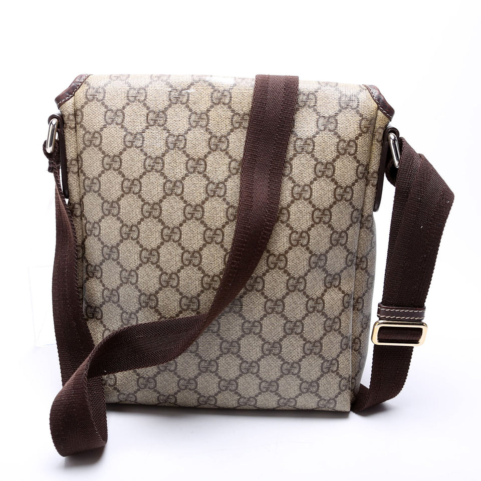 Gucci 223666 GG Supreme Flap Messenger Brown Bag