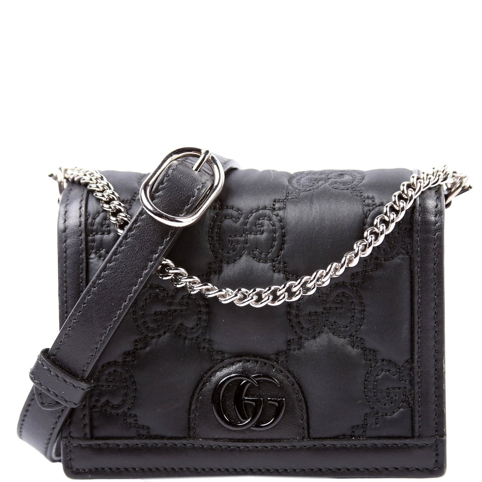 Gucci 723777 GG Nylon Enamel Mini Chain Black Bag