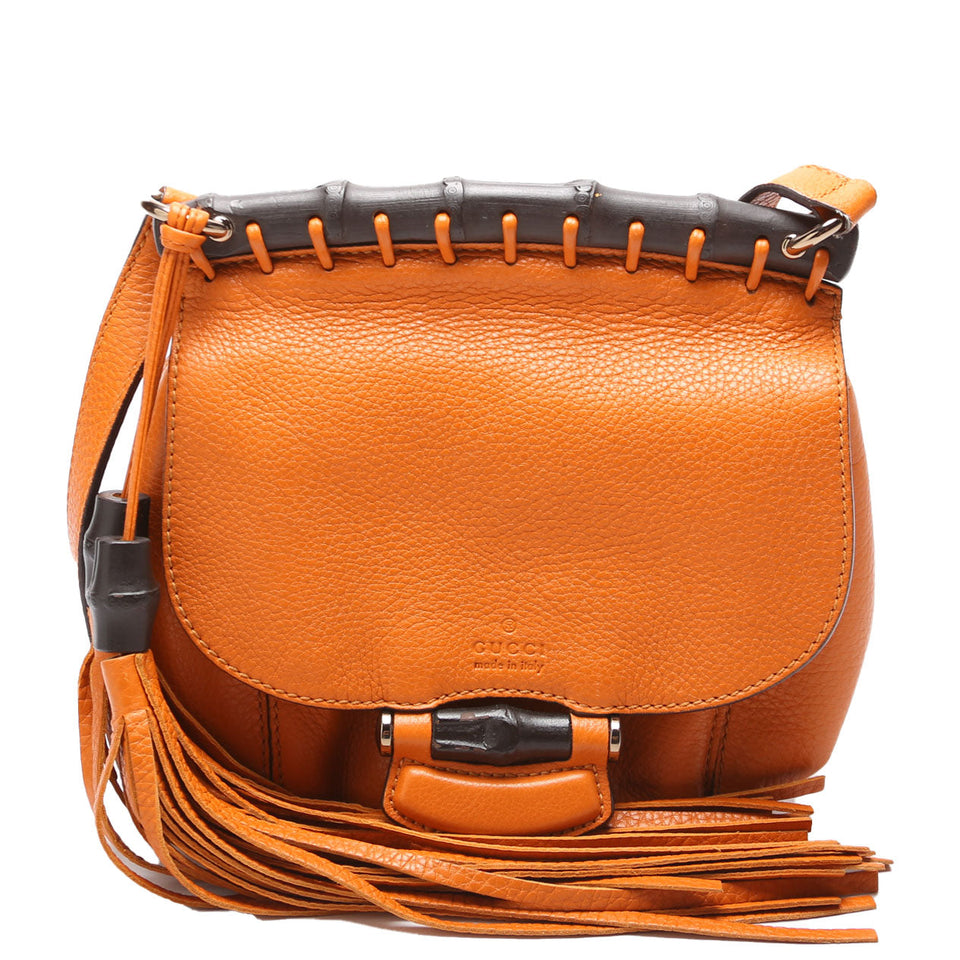 Gucci 247104 Calfskin Bamboo Nouveau Shoulder Small Bag