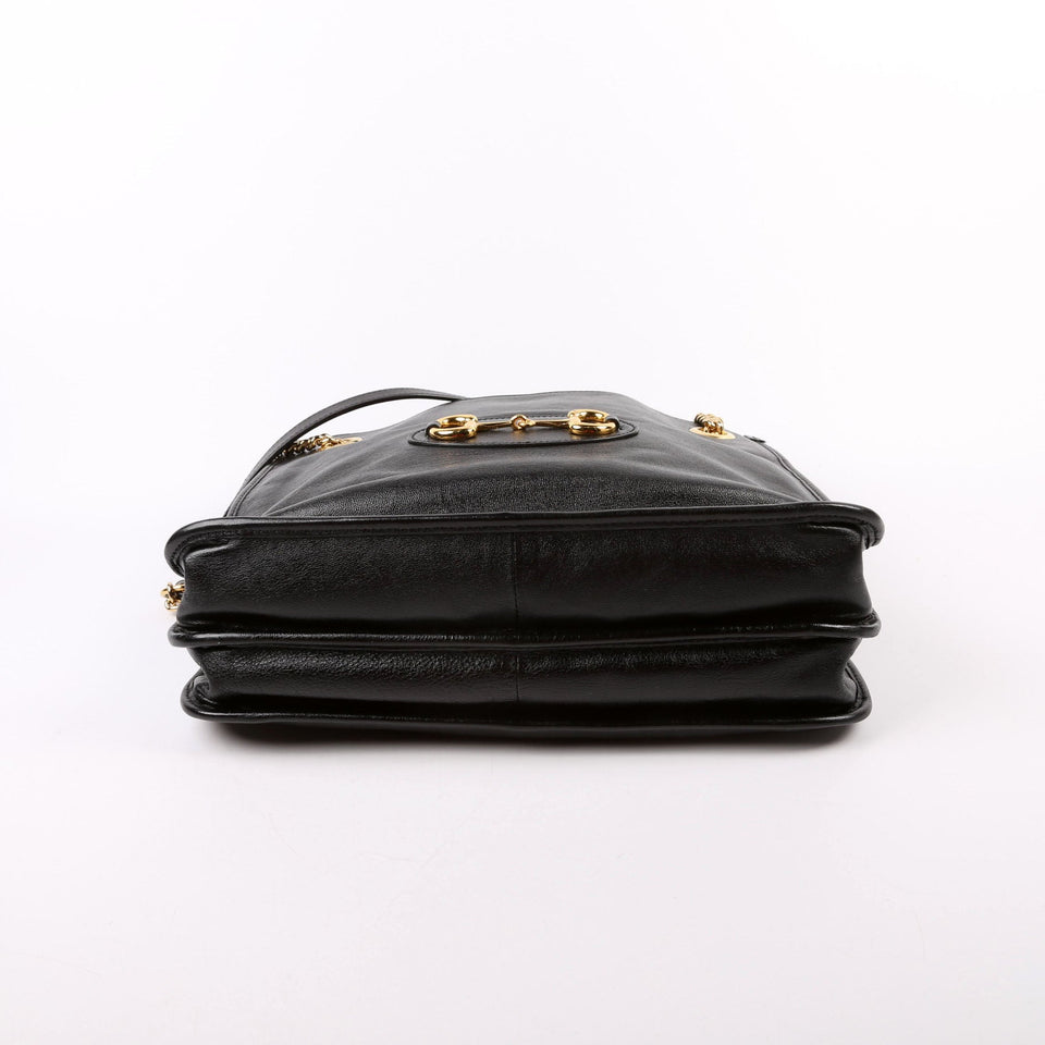 Gucci 621144 1955 Horsebit Large Leather Tote Black Bag
