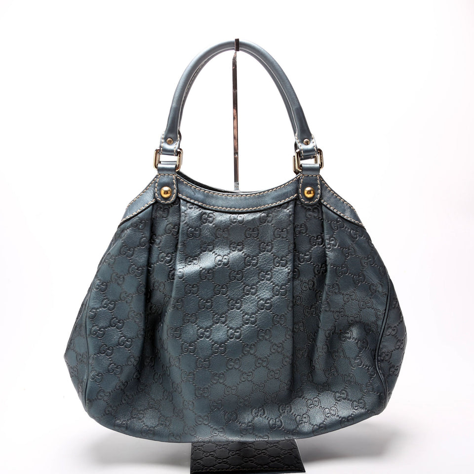 Gucci 211944 Sukey GG Leather Medium Blue Bag