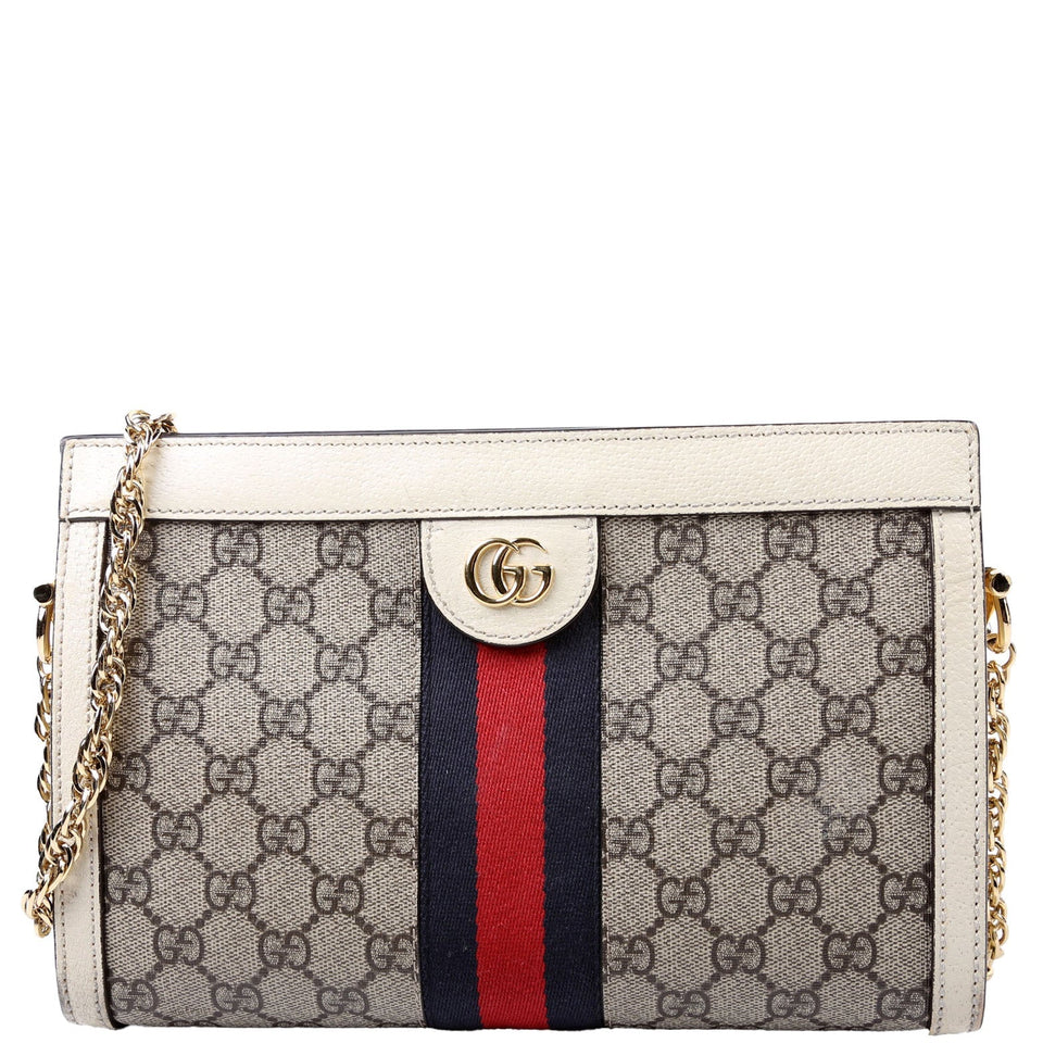 Gucci 503877 GG Supreme Ophidia Small Chain White Bag