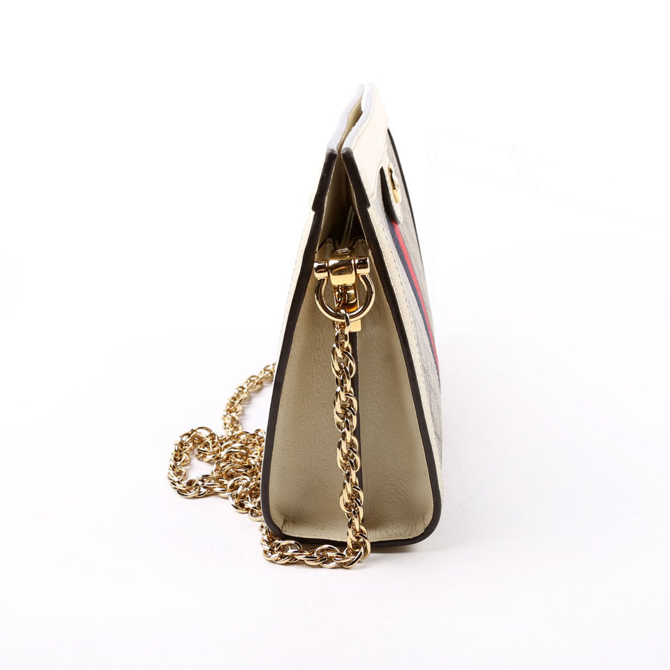 Gucci 503877 GG Supreme Ophidia Small Chain White Bag