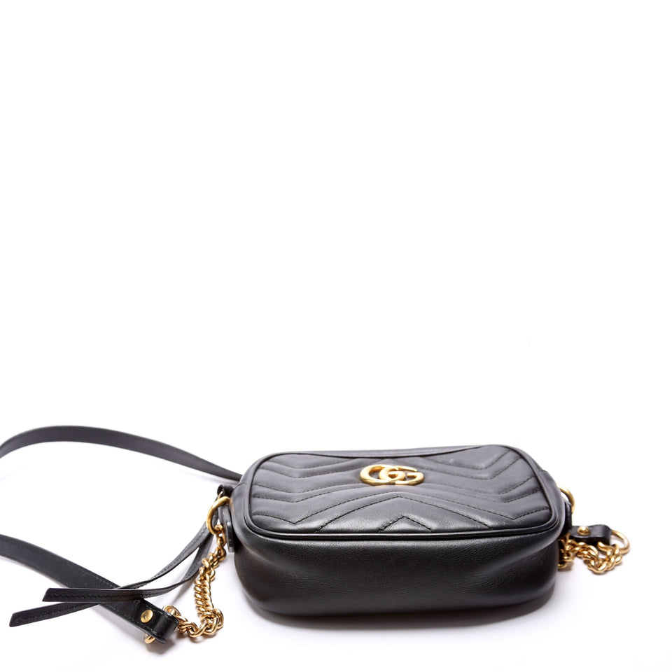 Gucci 448065 Marmont Mini Camera Black Bag