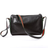 Gucci Web Stripe Leather Messenger Vintage Black Bag
