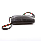 Gucci Web Stripe Leather Messenger Vintage Black Bag