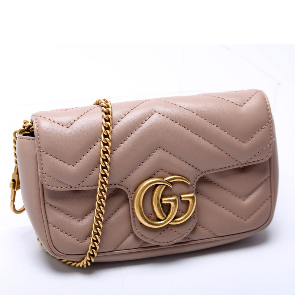 Gucci 476433 Marmont Leather Super Mini Flap Tan Bag