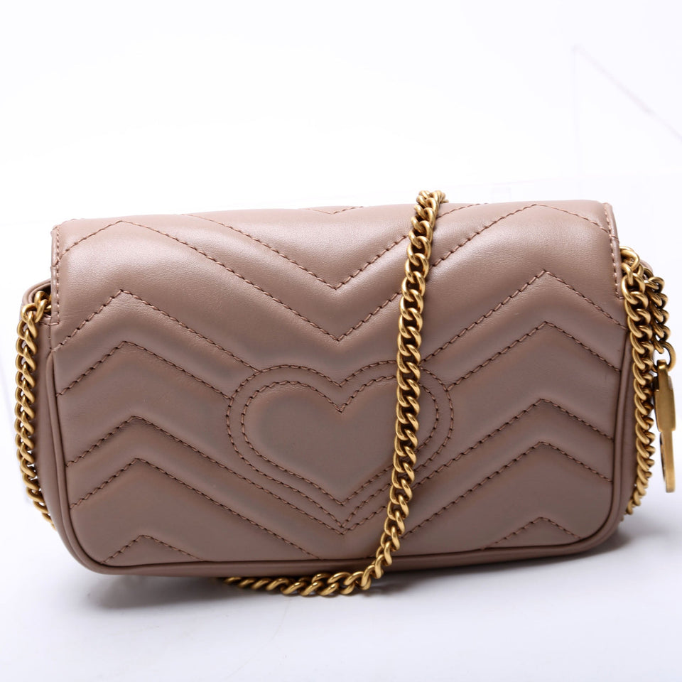 Gucci 476433 Marmont Leather Super Mini Flap Tan Bag