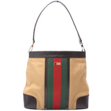 Gucci 0014231 Sherry Line Web/Leather Shoulder Vintage Bag