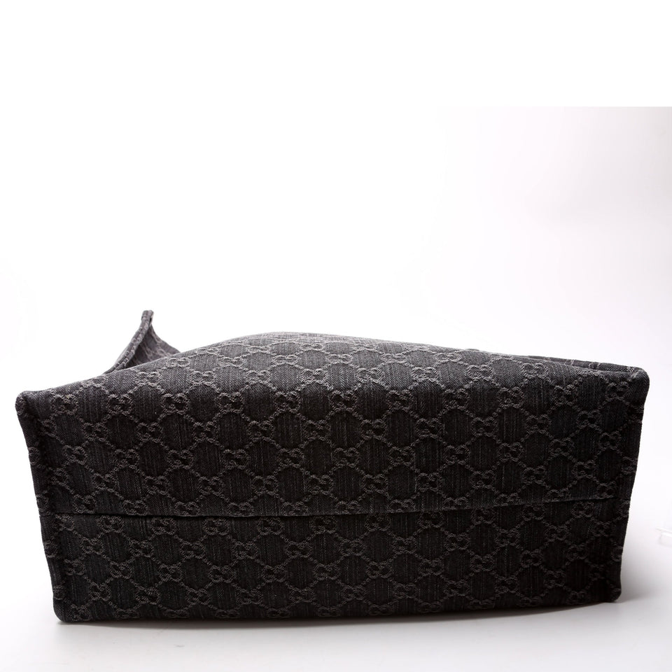 Gucci 772176 Summer Tote Large Denim Black Bag