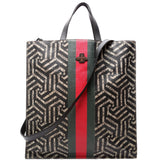 Gucci 450950 Soft GG Supreme Caleido Web Vertical Tote Black/Beige Bag