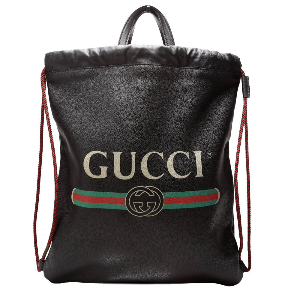 Gucci 494053 Retro Logo Drawstring Backpack Black Bag