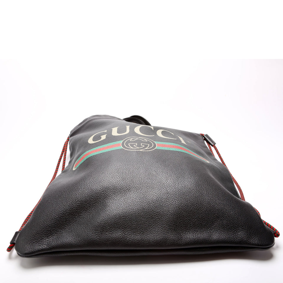 Gucci 494053 Retro Logo Drawstring Backpack Black Bag