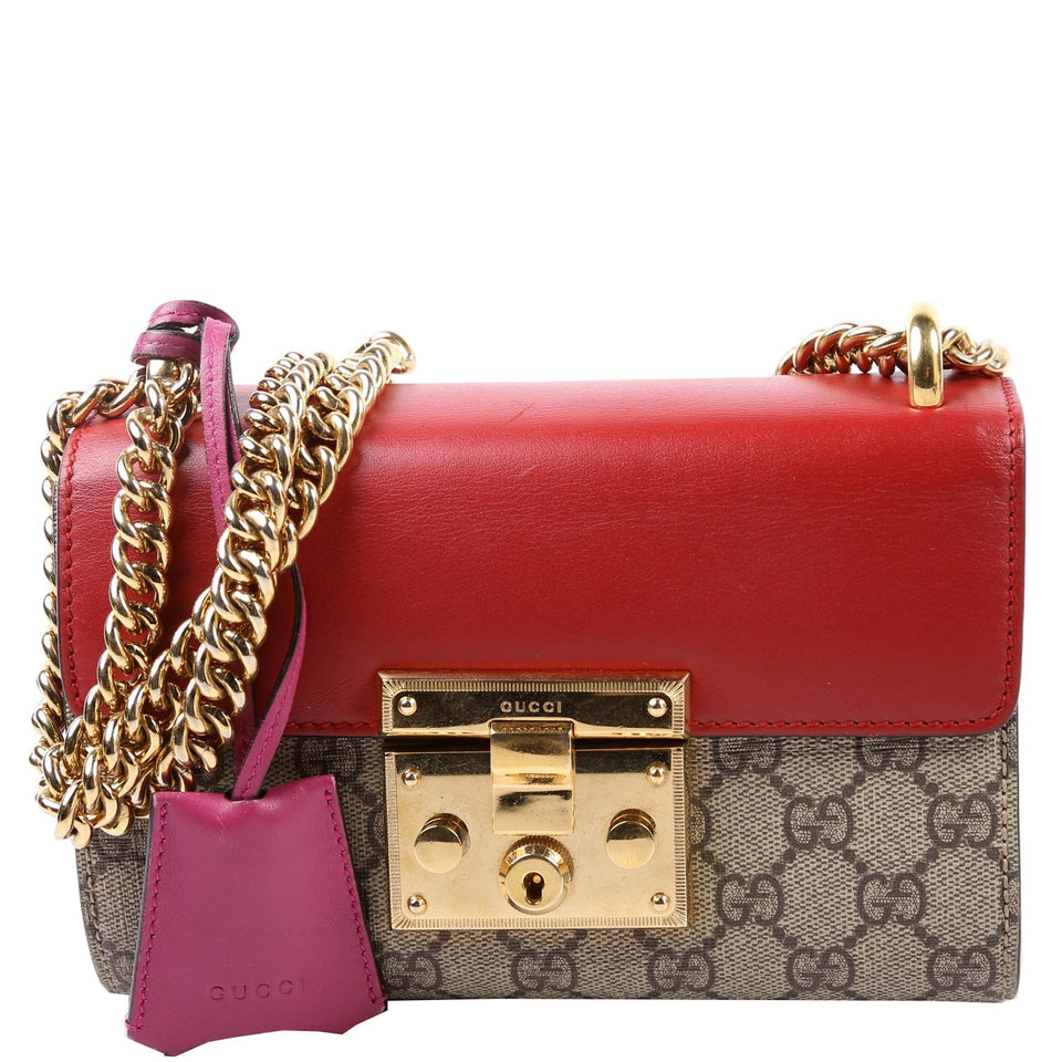 Gucci 409487 Padlock GG Supreme Small Red Bag