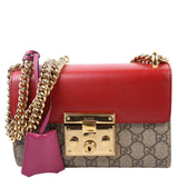 Gucci 409487 Padlock GG Supreme Small Red Bag