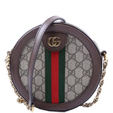 Gucci 550618 Ophidia GG Supreme Round Small Crossbody Brown Bag