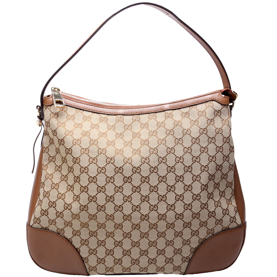 Gucci GG Canvas Bree Hobo Brown Bag