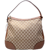 Gucci GG Canvas Bree Hobo Brown Bag
