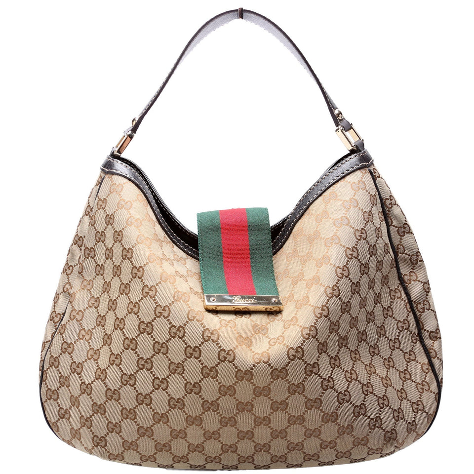 Gucci 233604 GG Canvas New Ladies Web Large Hobo Bag