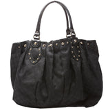 Gucci 203626 GG Canvas Studded Pelham Tote Large Black Bag