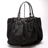 Gucci 203626 GG Canvas Studded Pelham Tote Large Black Bag