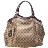Gucci 211943 Sukey GG Canvas Large Brown Bag