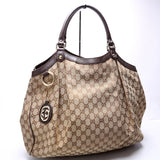 Gucci 211943 Sukey GG Canvas Large Brown Bag