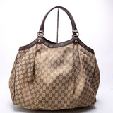Gucci 211943 Sukey GG Canvas Large Brown Bag